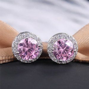🌸928 Silver Plated CZ Classic Stud Earrings for Women, UNVN12445